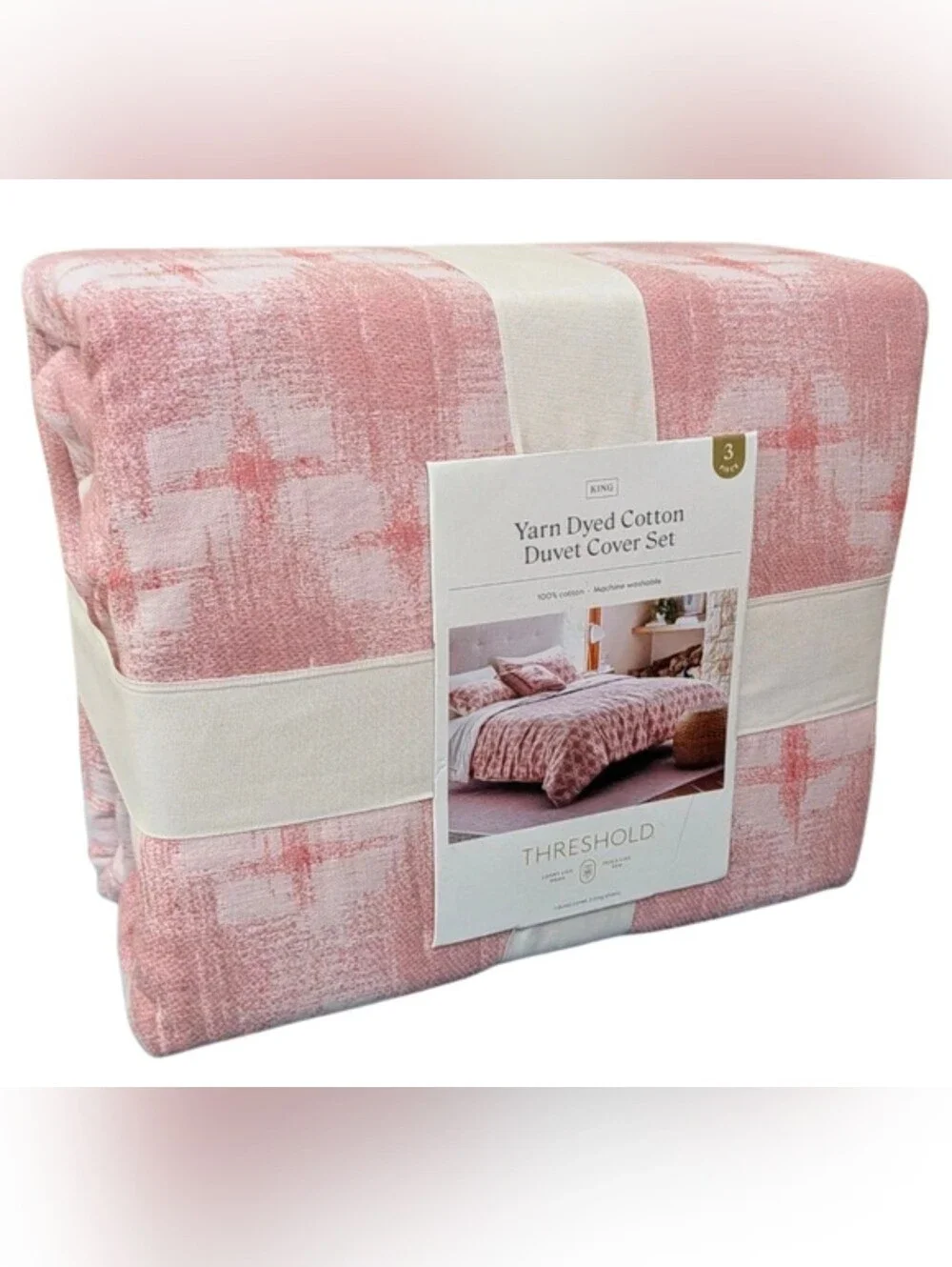 Threshold Yarn Dye Ikat Duvet Cover and Sham Set Ivory/Mauve - King